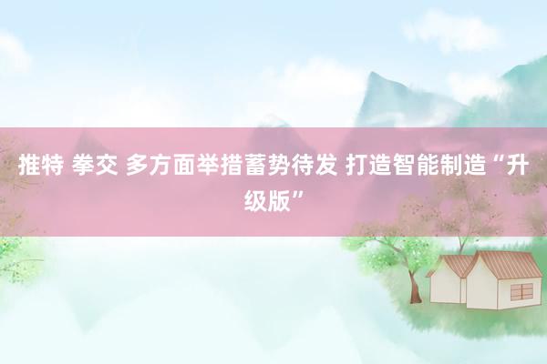 推特 拳交 多方面举措蓄势待发 打造智能制造“升级版”