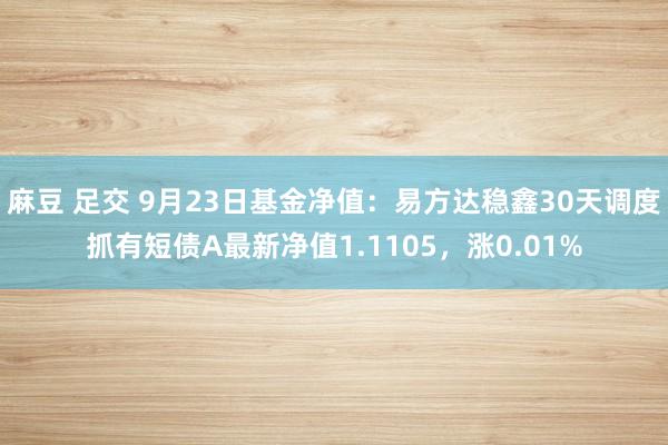 麻豆 足交 9月23日基金净值：易方达稳鑫30天调度抓有短债A最新净值1.1105，涨0.01%