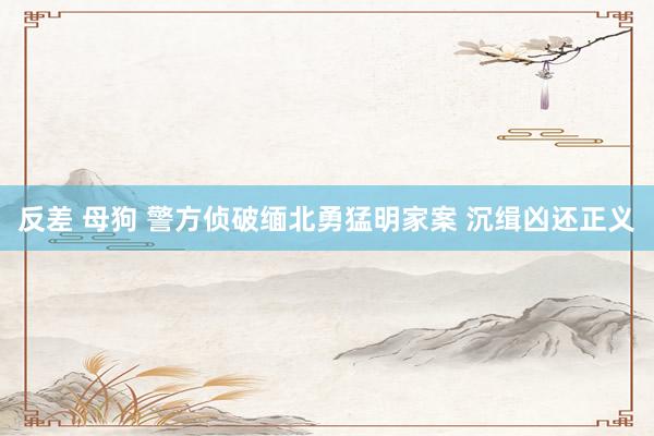 反差 母狗 警方侦破缅北勇猛明家案 沉缉凶还正义